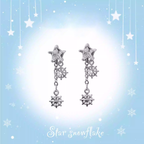 Christmas - PAIR OF Snowflake Pentagram Dangle Stainless Steel Ear Studs - Christmas - PAIR OF Snowflake Pentagram Dangle Stainless Steel Ear Studs - 0.8mm/20G by CRUXJEWELRY