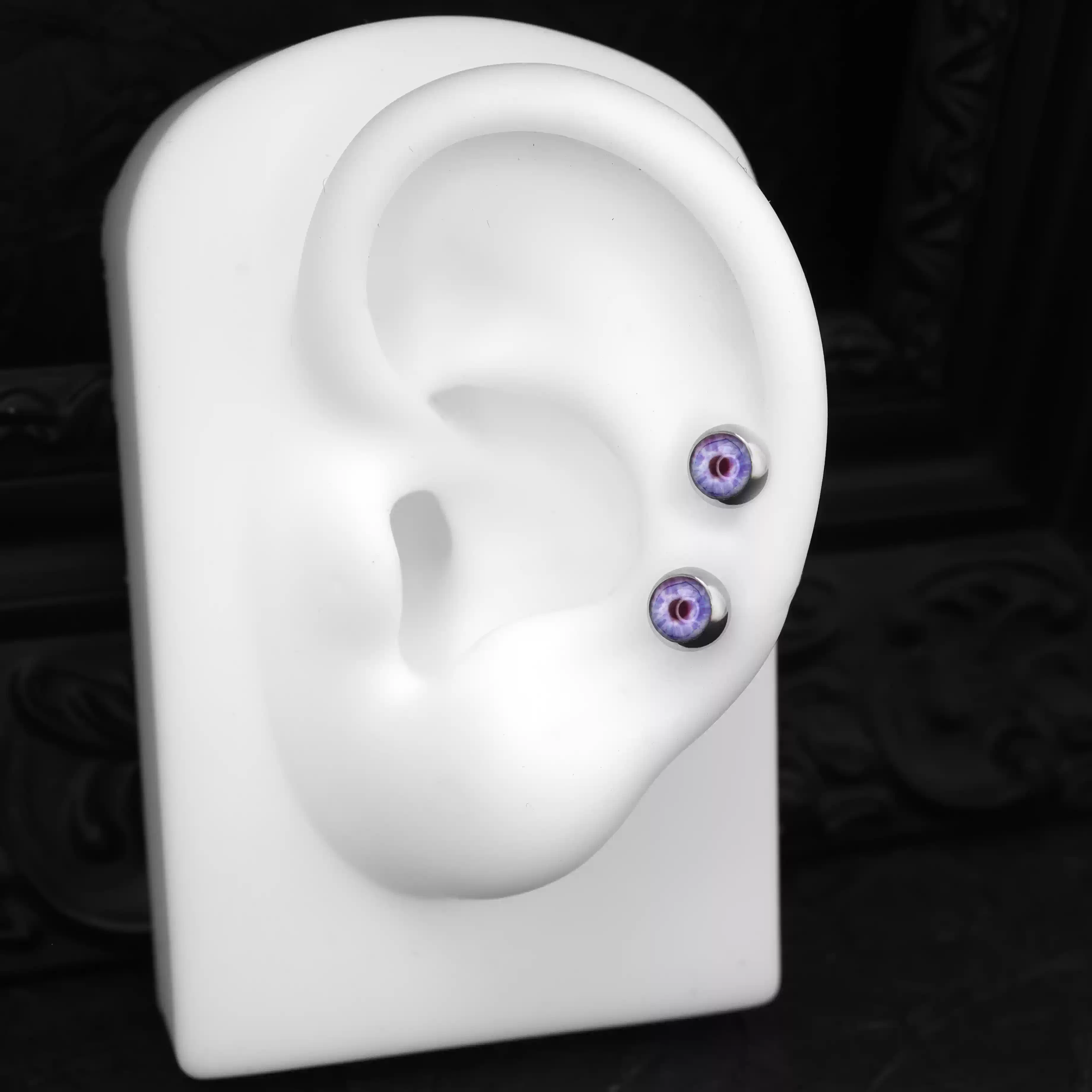 Demon Eye Ball Stainless Steel Ear Stud - Demon Eye Ball Stainless Steel Ear Stud - Red / Single / 6mm by CRUXJEWELRY