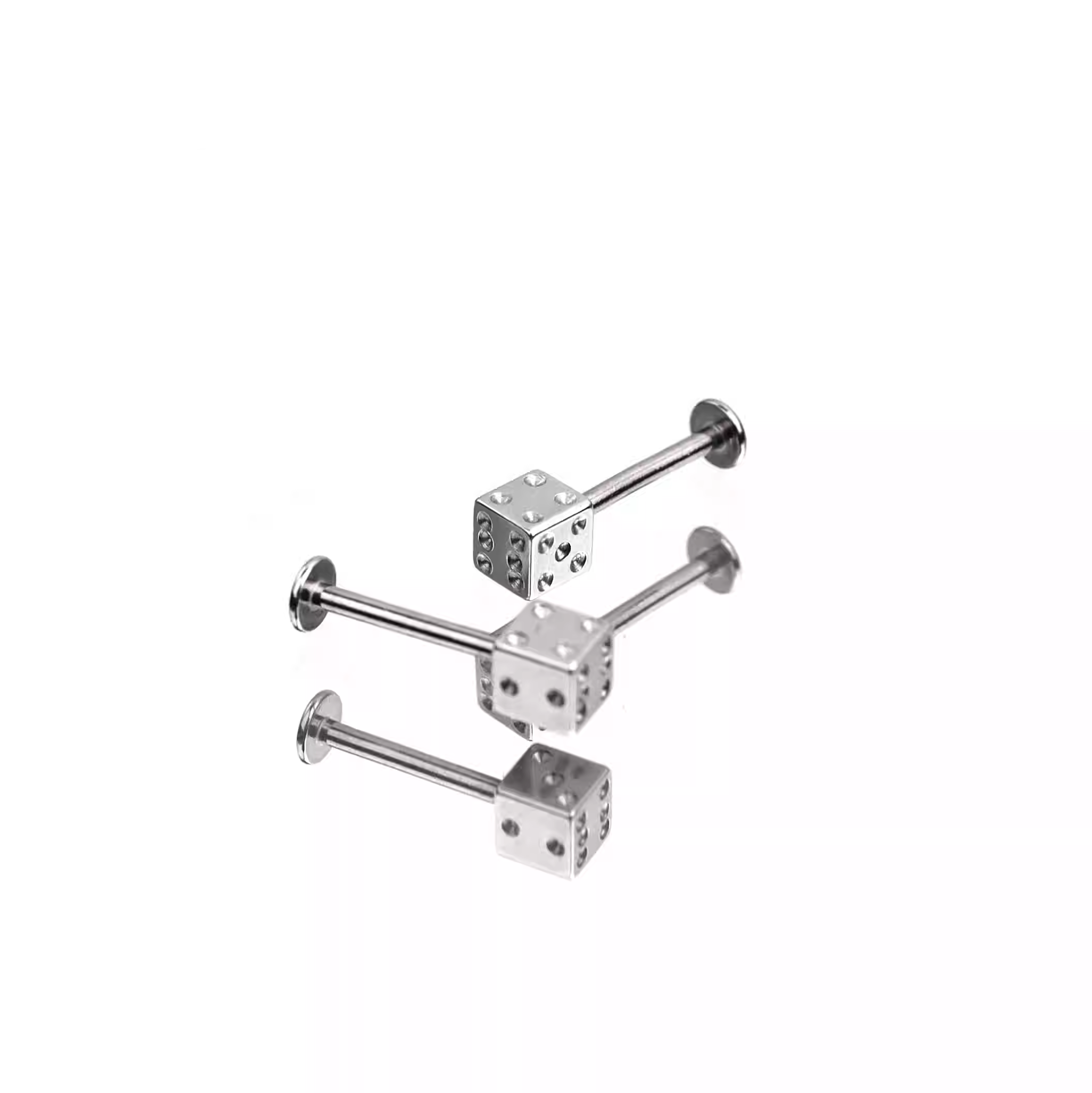 Dice Externally Threaded Stainless Steel Lip Stud - Dice Externally Threaded Stainless Steel Lip Stud - 6mm by CRUXJEWELRY