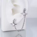Double CZ Wing Stainless Steel Ear Chain - Double CZ Wing Stainless Steel Ear Chain - White by CRUXJEWELRY