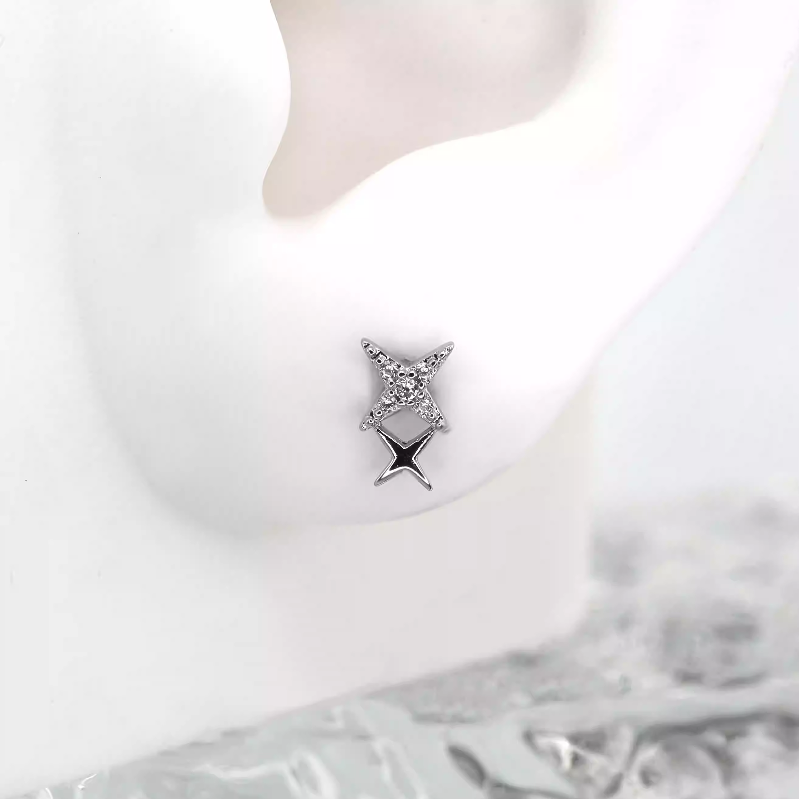 Double Star CZ Stainless Steel Studs - Double Star CZ Stainless Steel Studs - Single by CRUXJEWELRY
