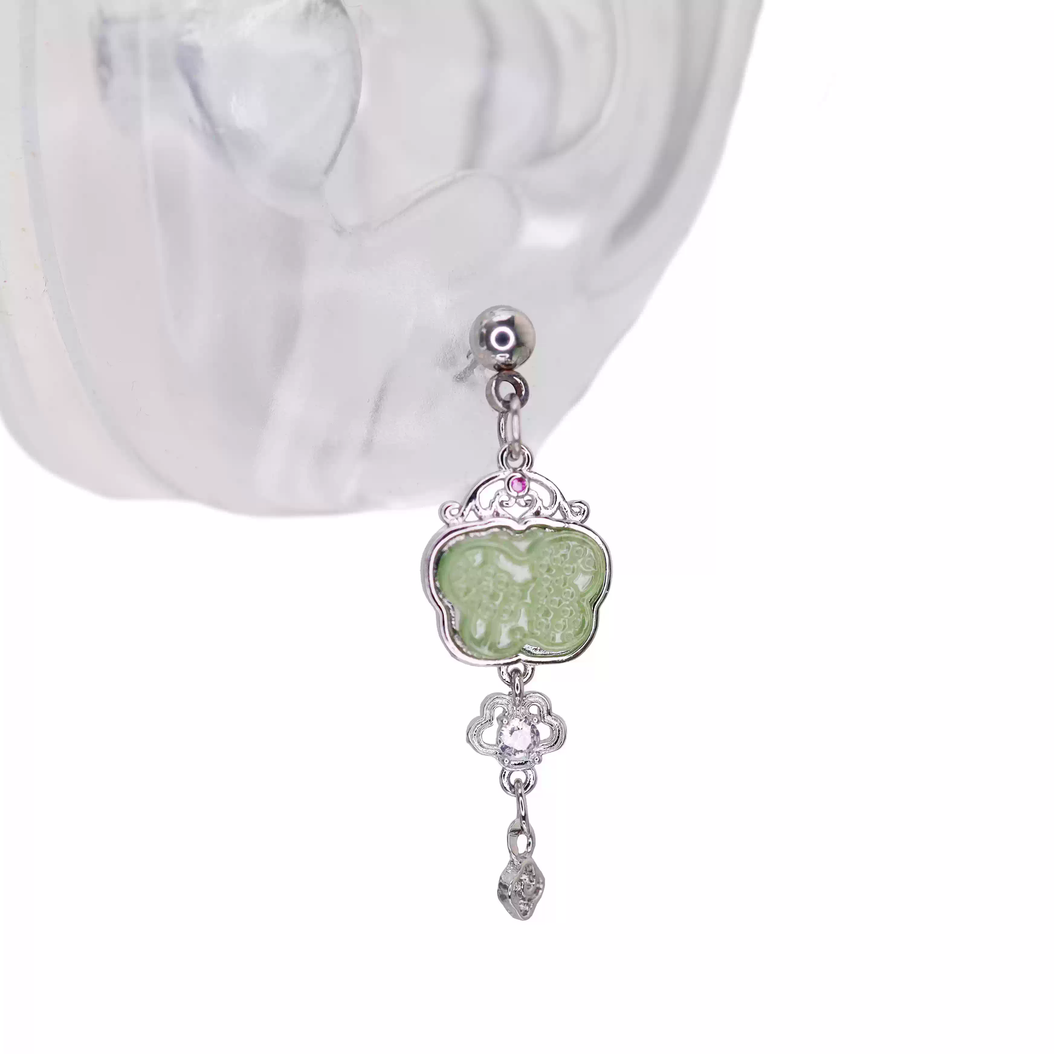 Eastern Aesthetics - Butterfly Jade Externally Threaded Stainless Steel Studs - Eastern Aesthetics - Butterfly Jade Externally Threaded Stainless Steel Studs - 0.8mm/20G by CRUXJEWELRY