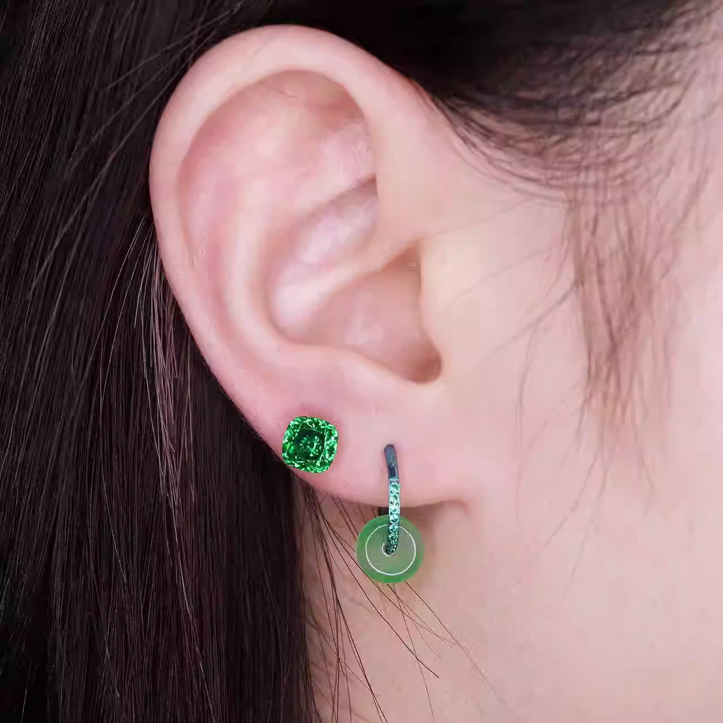 Eastern Aesthetics - Sky Blue Dangle Jade Titanium Earrings - Eastern Aesthetics - Sky Blue Dangle Jade Titanium Earrings - Blue / 8mm by CRUXJEWELRY