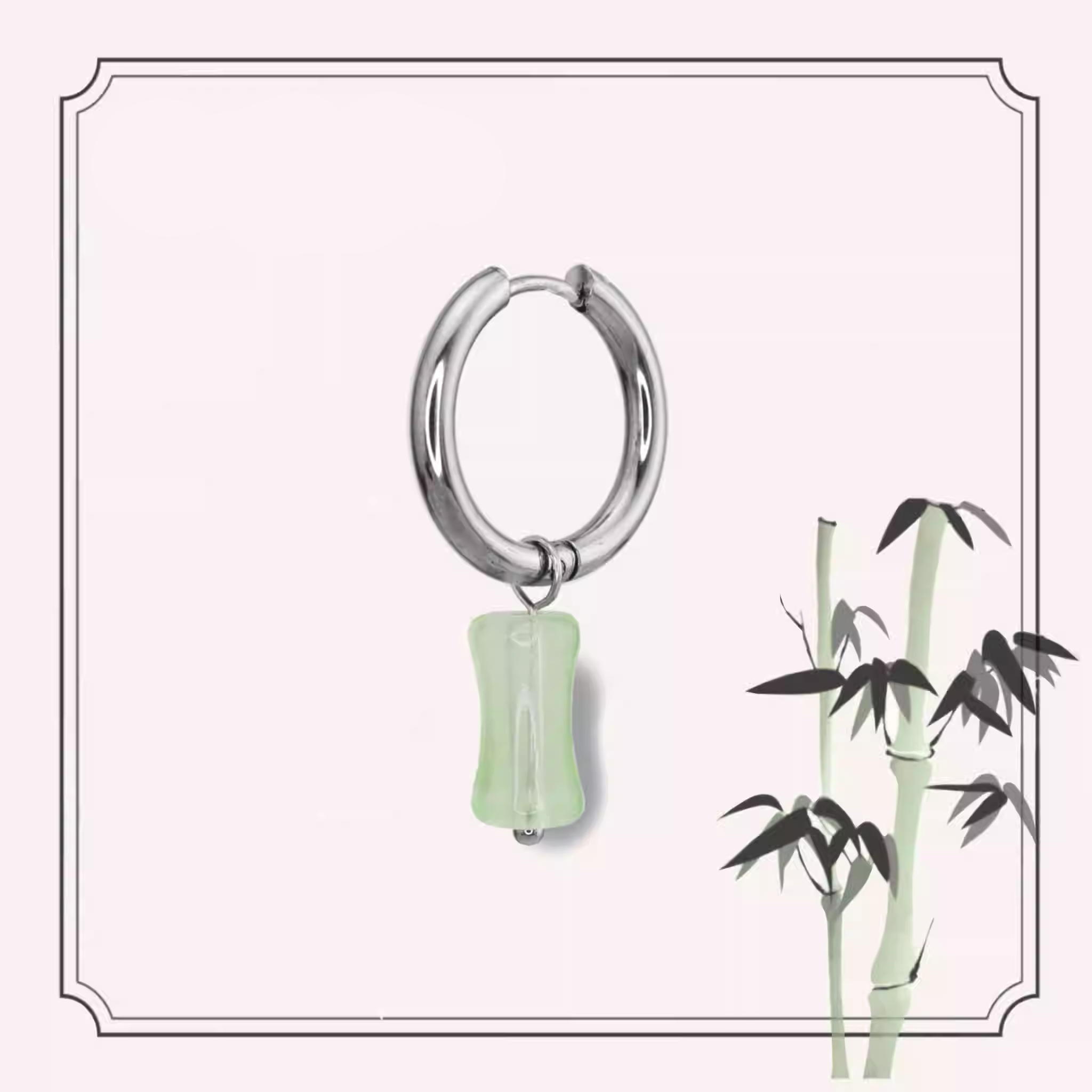 Eastern Aesthetics - Bamboo Joint Jade Dangle Earrings - Eastern Aesthetics - Bamboo Joint Jade Dangle Earrings - Pair of White by CRUXJEWELRY