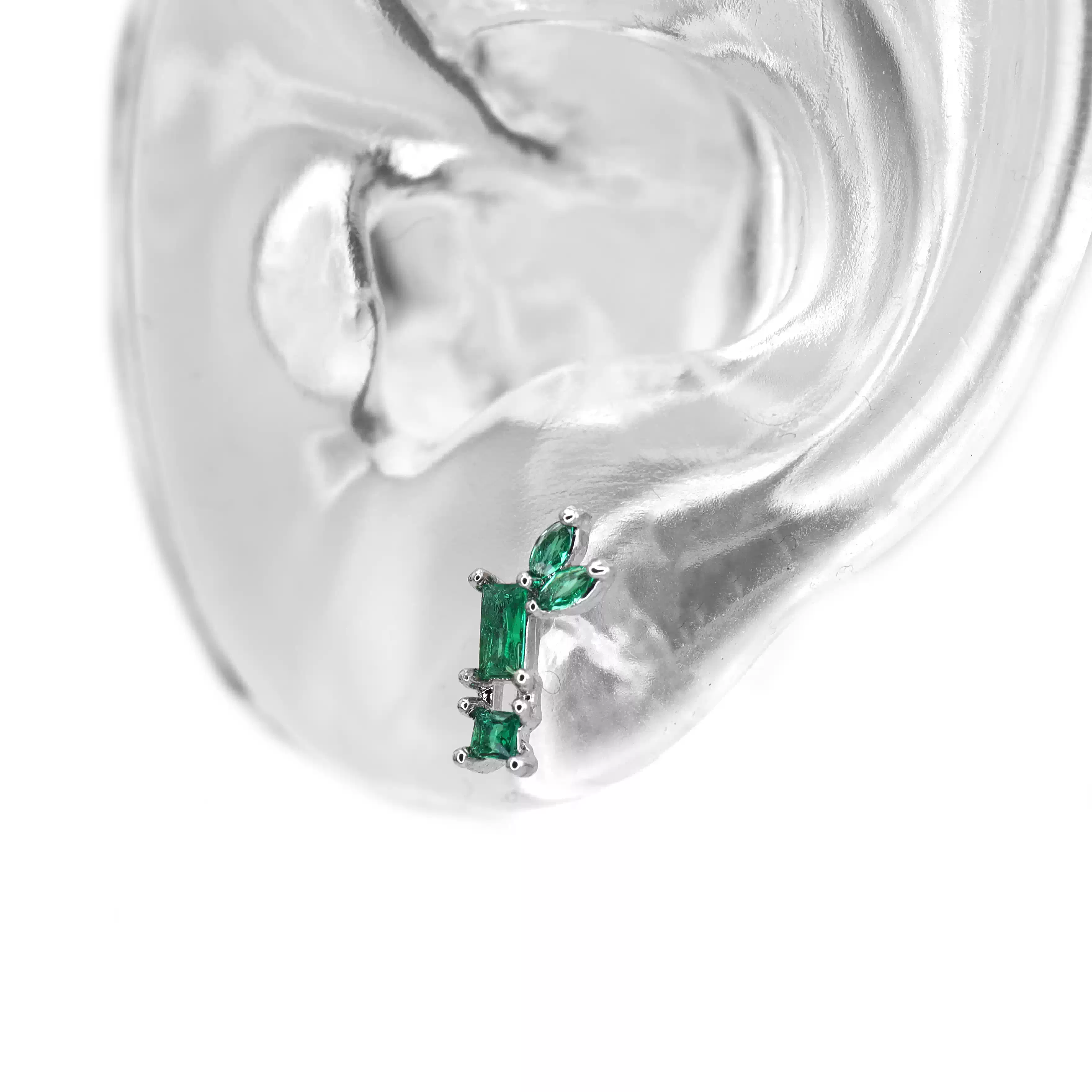 Eastern Aesthetics - Bamboo CZ Externally Threaded. Ear Studs - Eastern Aesthetics - Bamboo CZ Externally Threaded. Ear Studs - White by CRUXJEWELRY