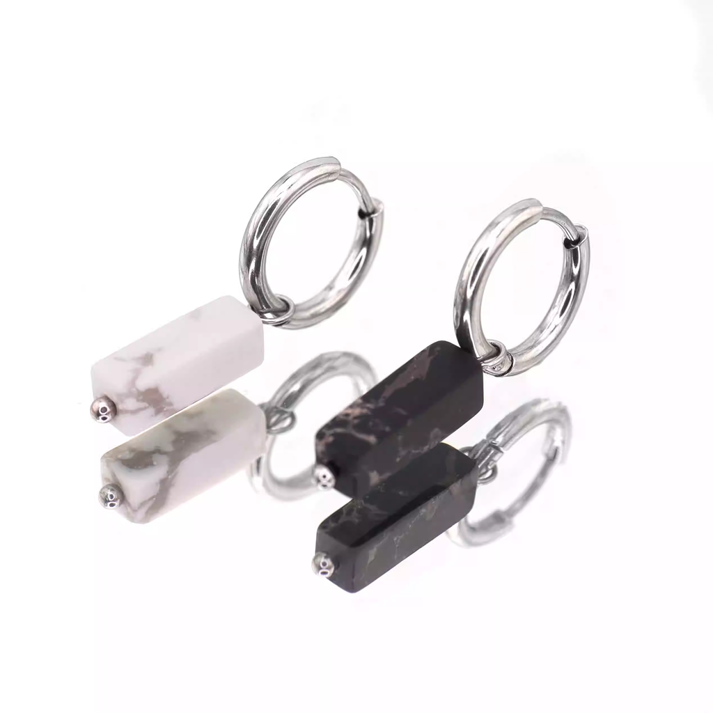 Eastern Aesthetics - Zen Geometric Square Jade Drop Earrings - Eastern Aesthetics - Zen Geometric Square Jade Drop Earrings - Set by CRUXJEWELRY