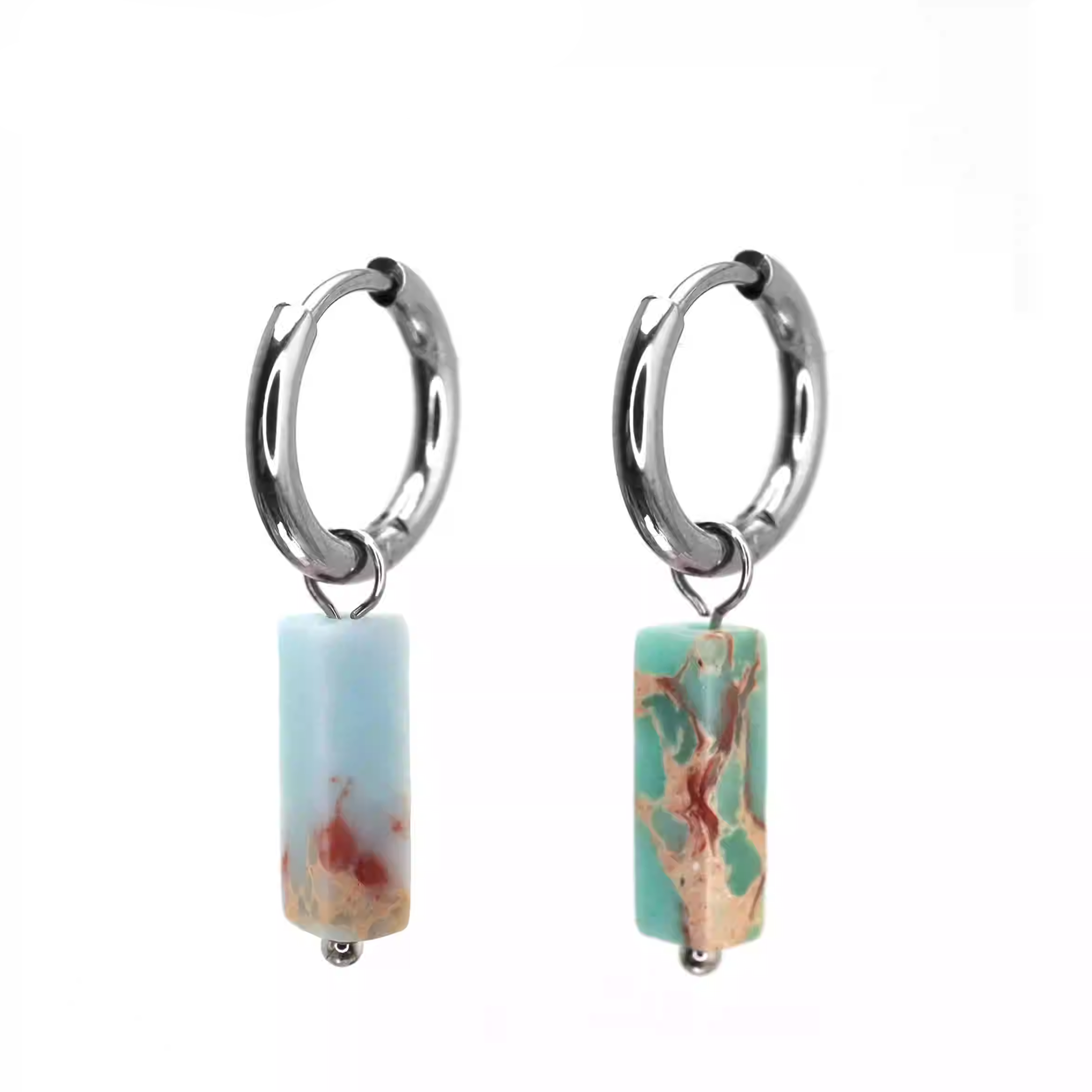 Eastern Aesthetics - Serene Jade & Artisan Ink Wash Jade Earrings - Eastern Aesthetics - Serene Jade & Artisan Ink Wash Jade Earrings - Blue & Green by CRUXJEWELRY