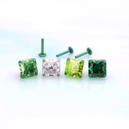 Eastern Aesthetics - Zen Square Emerald Cut Stud Titanium Earrings - Eastern Aesthetics - Zen Square Emerald Cut Stud Titanium Earrings - Bright Green / 6mm by CRUXJEWELRY