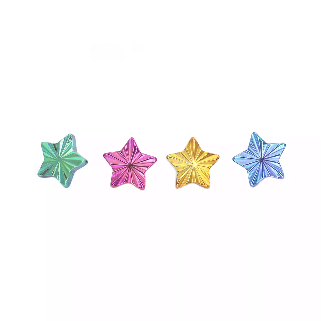 Engraved Mini Pentagram Internally Threaded Titanium Studs - Engraved Mini Pentagram Internally Threaded Titanium Studs - Yellow / 6mm by CRUXJEWELRY
