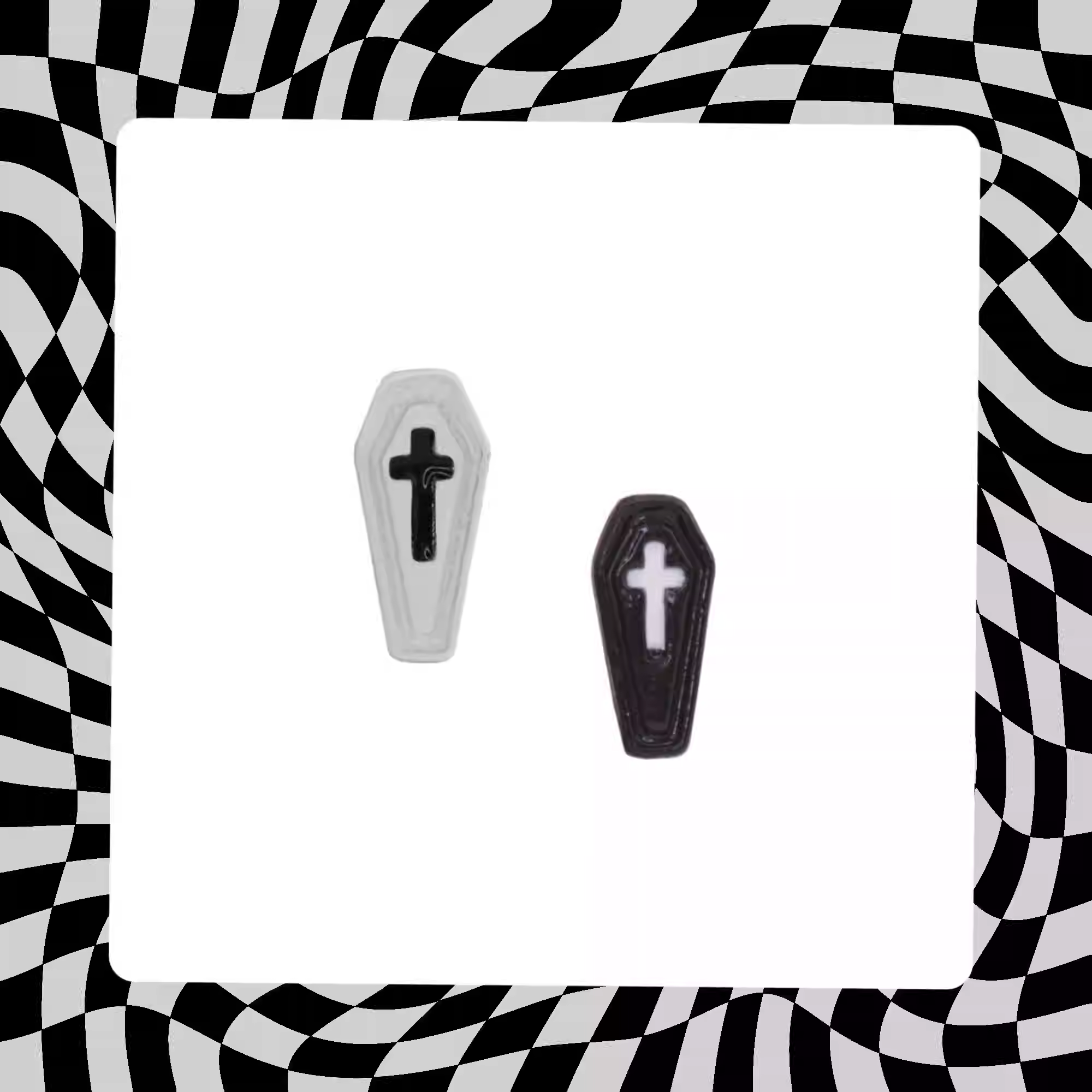 Hallowmas - Gothic Resin Cross Coffin Stainless Steel Ear Studs - Hallowmas - Gothic Resin Cross Coffin Stainless Steel Ear Studs - Black / 6mm by CRUXJEWELRY