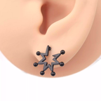 Exploding Firework Externally Threaded Stainless Steel Ear Studs - Exploding Firework Externally Threaded Stainless Steel Ear Studs - Silver by CRUXJEWELRY