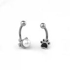 Black Epoxy Cat Paw Stainless Steel Rook Stud - Black Epoxy Cat Paw Stainless Steel Rook Stud - Paw by CRUXJEWELRY