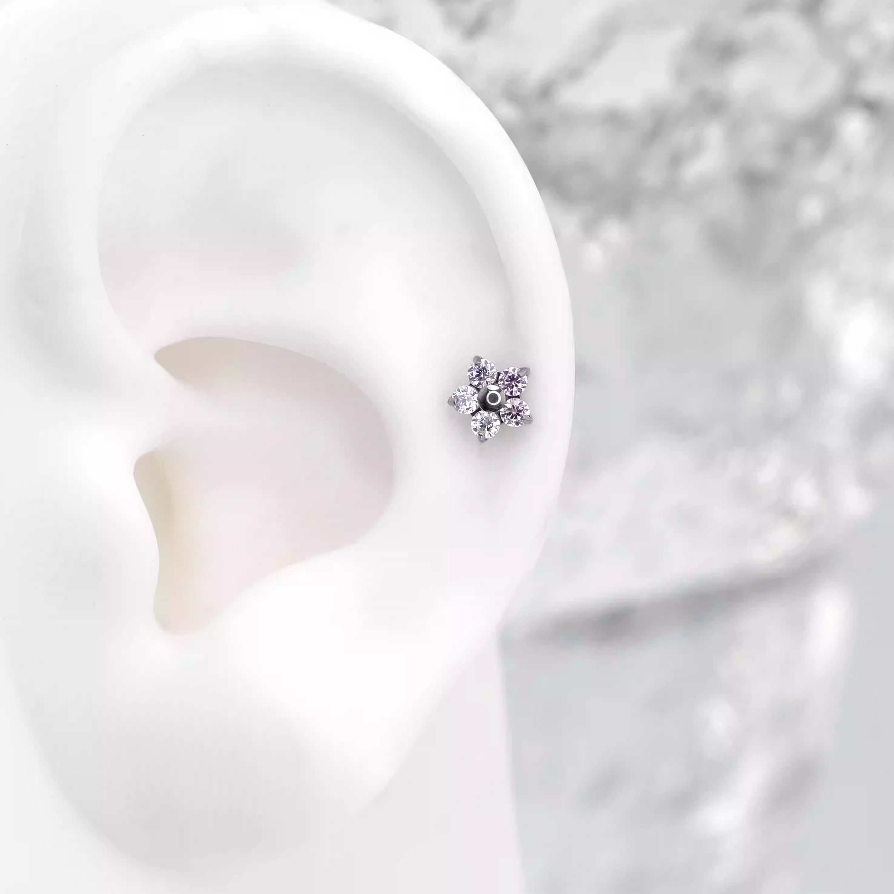 F136 Titanium Flower & Star Threadless Labret - F136 Titanium Flower & Star Threadless Labret - Pink / 6mm by CRUXJEWELRY