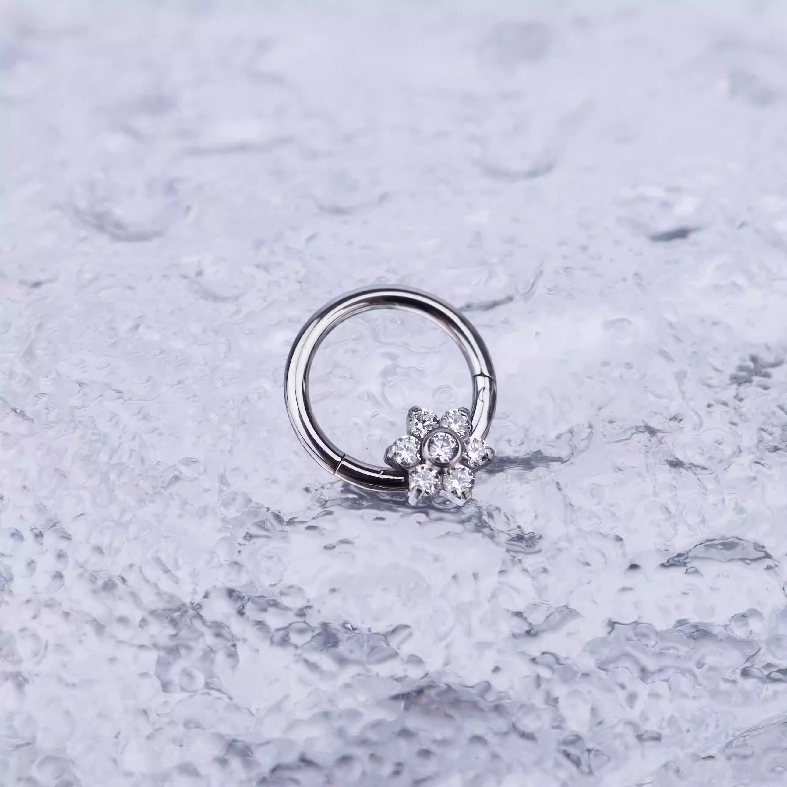 Iridescent Six-Flower Septum Clicker - Iridescent Six-Flower Septum Clicker - Sliver by CRUXJEWELRY