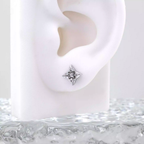 Four-Point Star CZ Thin Gauge Ear Studs - Four-Point Star CZ Thin Gauge Ear Studs - Single by CRUXJEWELRY
