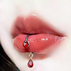 Gothic Red Teardrop Multi-Piercing Set in F136 Titanium - Gothic Red Teardrop Multi-Piercing Set in F136 Titanium - Horseshoe Ring / 6mm by CRUXJEWELRY