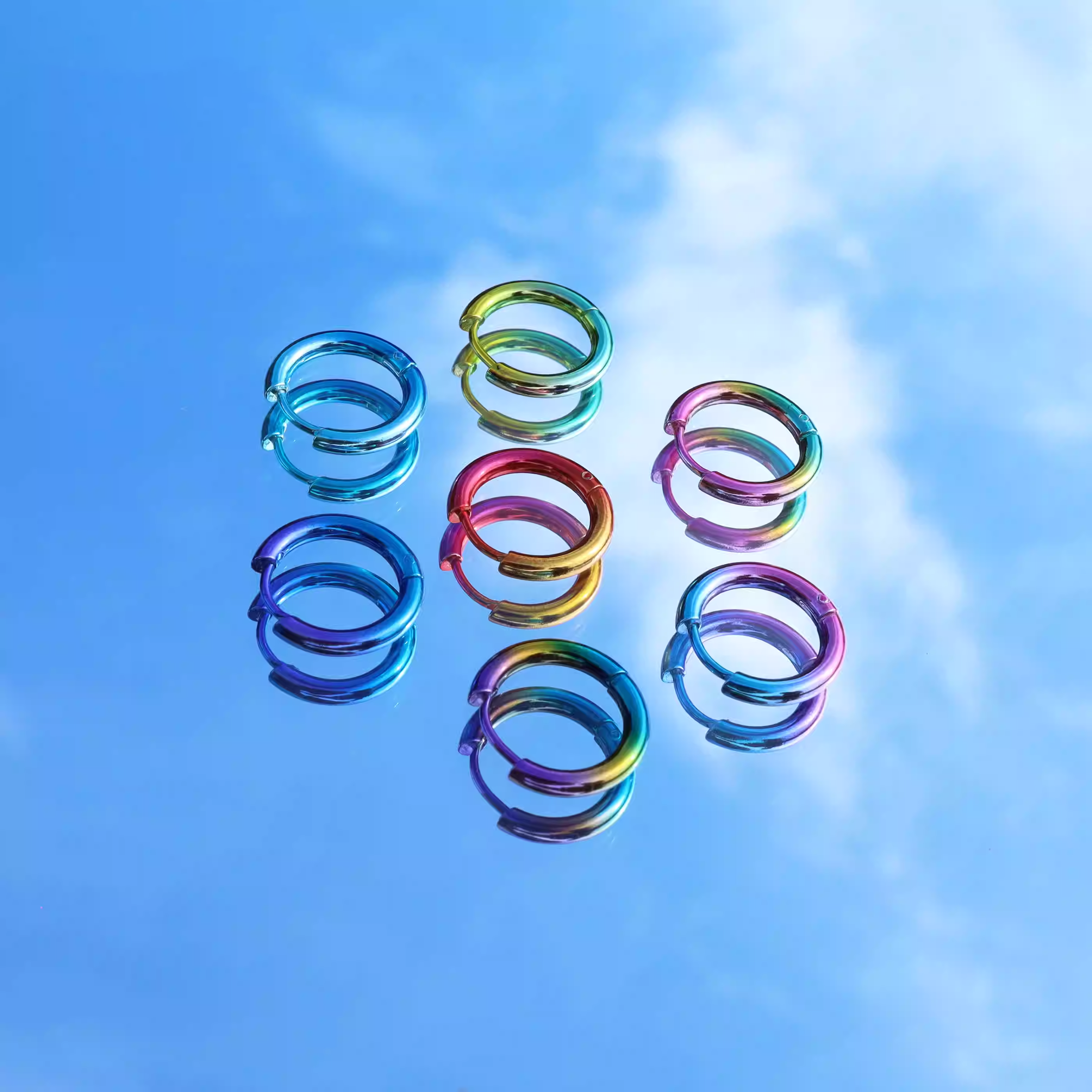 Gradient Multicolored Stainless Steel Earrings - Gradient Multicolored Stainless Steel Earrings - Blue-White Gradient / Single by CRUXJEWELRY