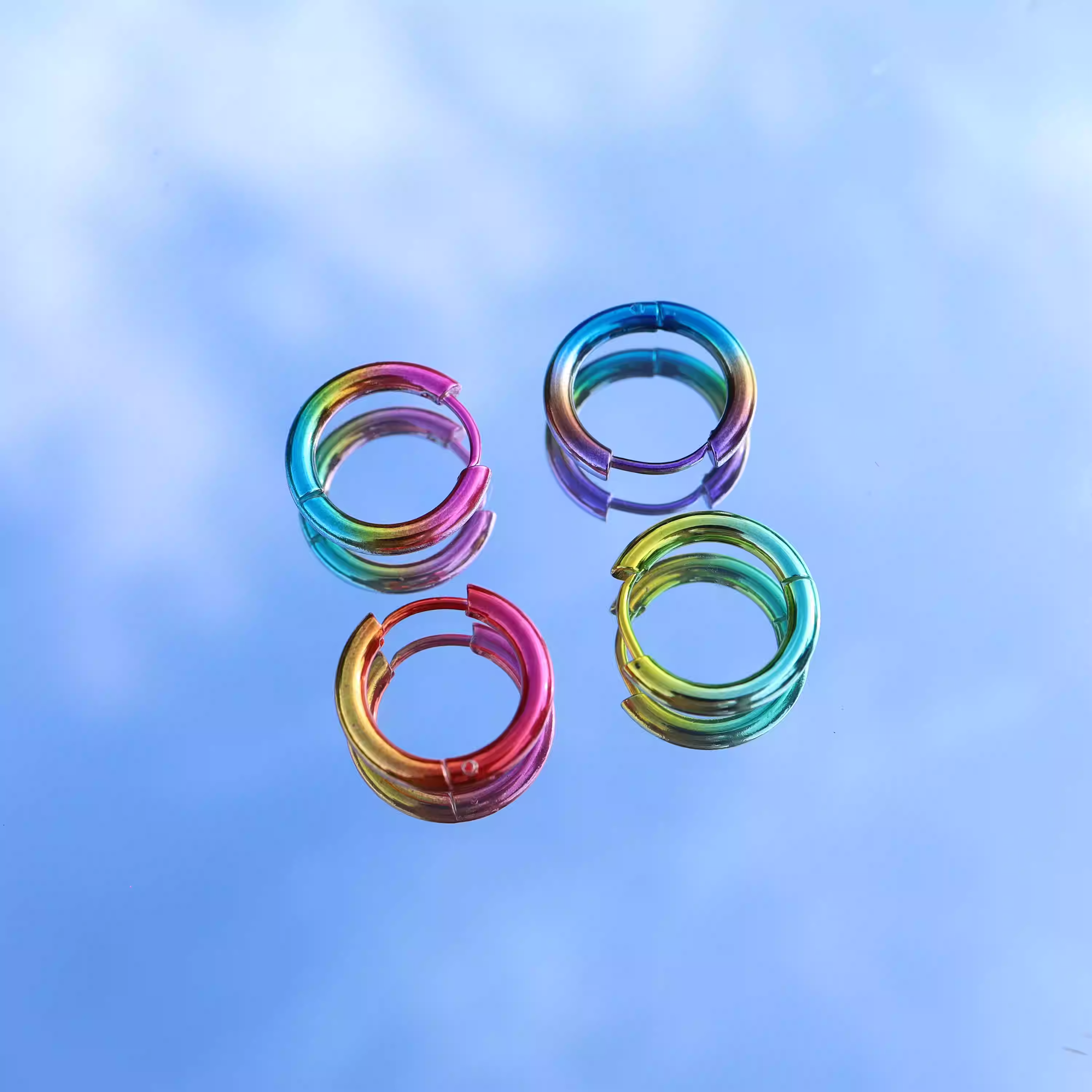 Gradient Multicolored Stainless Steel Earrings - Gradient Multicolored Stainless Steel Earrings - Blue-White Gradient / Single by CRUXJEWELRY