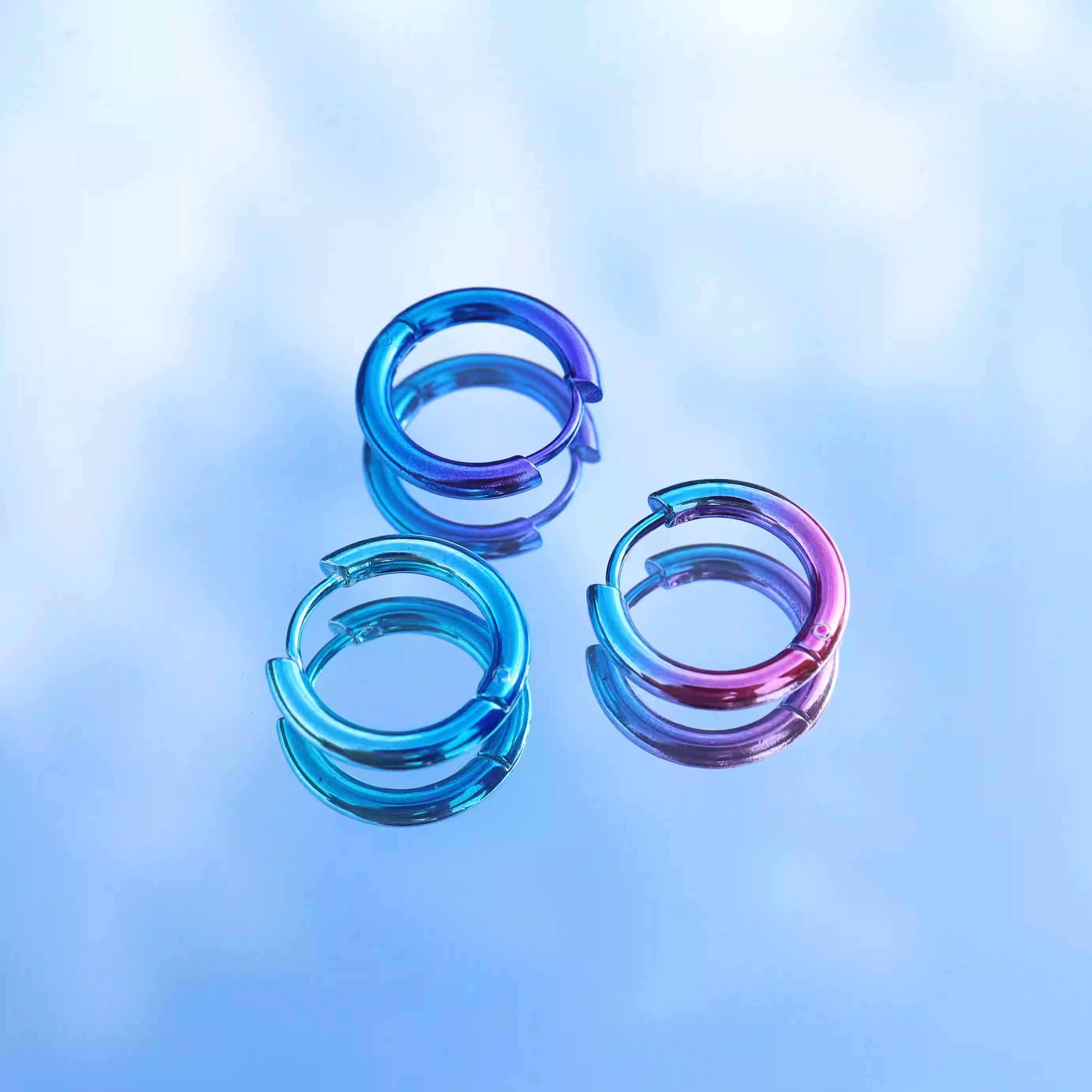 Gradient Multicolored Stainless Steel Earrings - Gradient Multicolored Stainless Steel Earrings - Blue-White Gradient / Single by CRUXJEWELRY