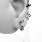 Green CZ Cobra Stainless Steel Earrings - Green CZ Cobra Stainless Steel Earrings - Single by CRUXJEWELRY