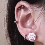 Paws & Purrs - Cute Kitten Claw Resin Tongue/Ear/Lip Stud - Paws & Purrs - Cute Kitten Claw Resin Tongue/Ear/Lip Stud - Black-Pink / 6mm / 0.8mm/20G. by CRUXJEWELRY