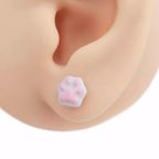 Paws & Purrs -Cute Kitten Claw Resin Flat-Back Tongue/Ear/Lip Stud - Paws & Purrs -Cute Kitten Claw Resin Flat-Back Tongue/Ear/Lip Stud - White-Pink / 6mm by CRUXJEWELRY