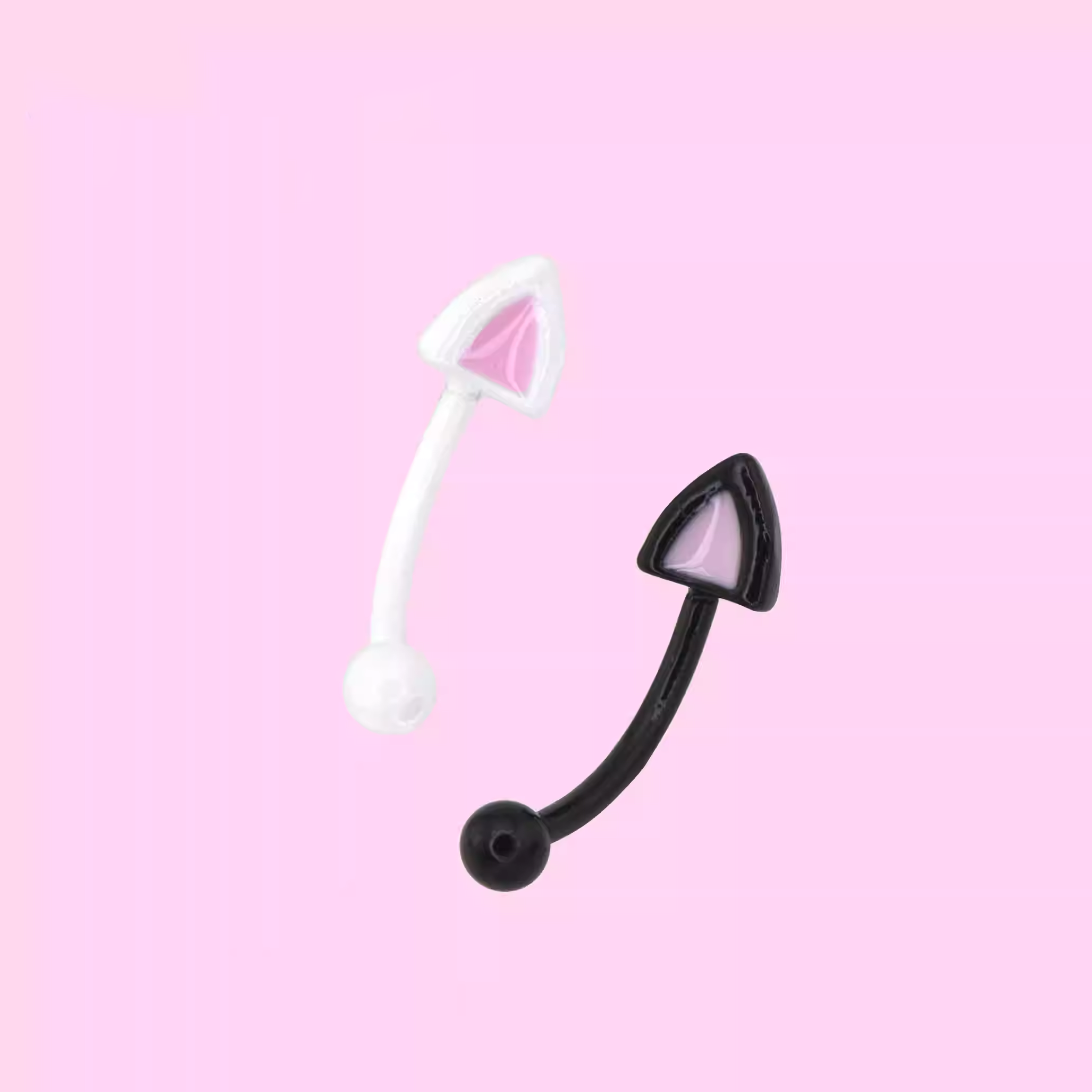 Paws & Purrs - Colorful Cat Ear Stainless Steel Rook Stud - Paws & Purrs - Colorful Cat Ear Stainless Steel Rook Stud - White / Single / 8mm by CRUXJEWELRY