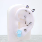 Paws & Purrs - PAIR OF Cat Ear CZ Internally Threaded Titanium Ear Stud - Paws & Purrs - PAIR OF Cat Ear CZ Internally Threaded Titanium Ear Stud - Champagne Gold / 6mm by CRUXJEWELRY