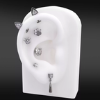 Paws & Purrs - PAIR OF Cat Ear CZ Internally Threaded Titanium Ear Stud - Paws & Purrs - PAIR OF Cat Ear CZ Internally Threaded Titanium Ear Stud - Champagne Gold / 6mm by CRUXJEWELRY