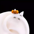 Paws & Purrs - Halloween Limited: Kitty Pumpkin Titanium Helix Earrings - Paws & Purrs - Halloween Limited: Kitty Pumpkin Titanium Helix Earrings - 6mm by CRUXJEWELRY