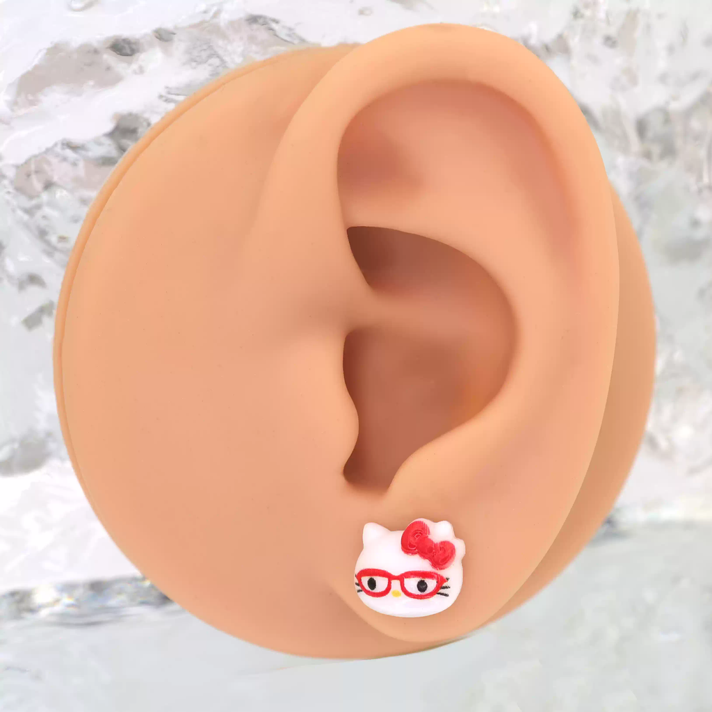 Paws & Purrs - Sweet Punk Kitty Face Ear Stud - Paws & Purrs - Sweet Punk Kitty Face Ear Stud - Basic / 0.8mm/20G by CRUXJEWELRY