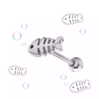 Paws & Purrs - Fishbone Stainless Steel Tongue Barbell - Paws & Purrs - Fishbone Stainless Steel Tongue Barbell - 1.2mm/16G / 12mm by CRUXJEWELRY