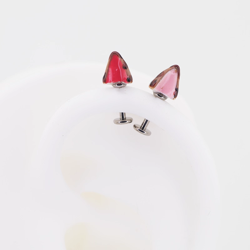 Paws & Purrs - Cute Leopard Cat Ear Titanium Helix Studs - Paws & Purrs - Cute Leopard Cat Ear Titanium Helix Studs - Leopard by CRUXJEWELRY