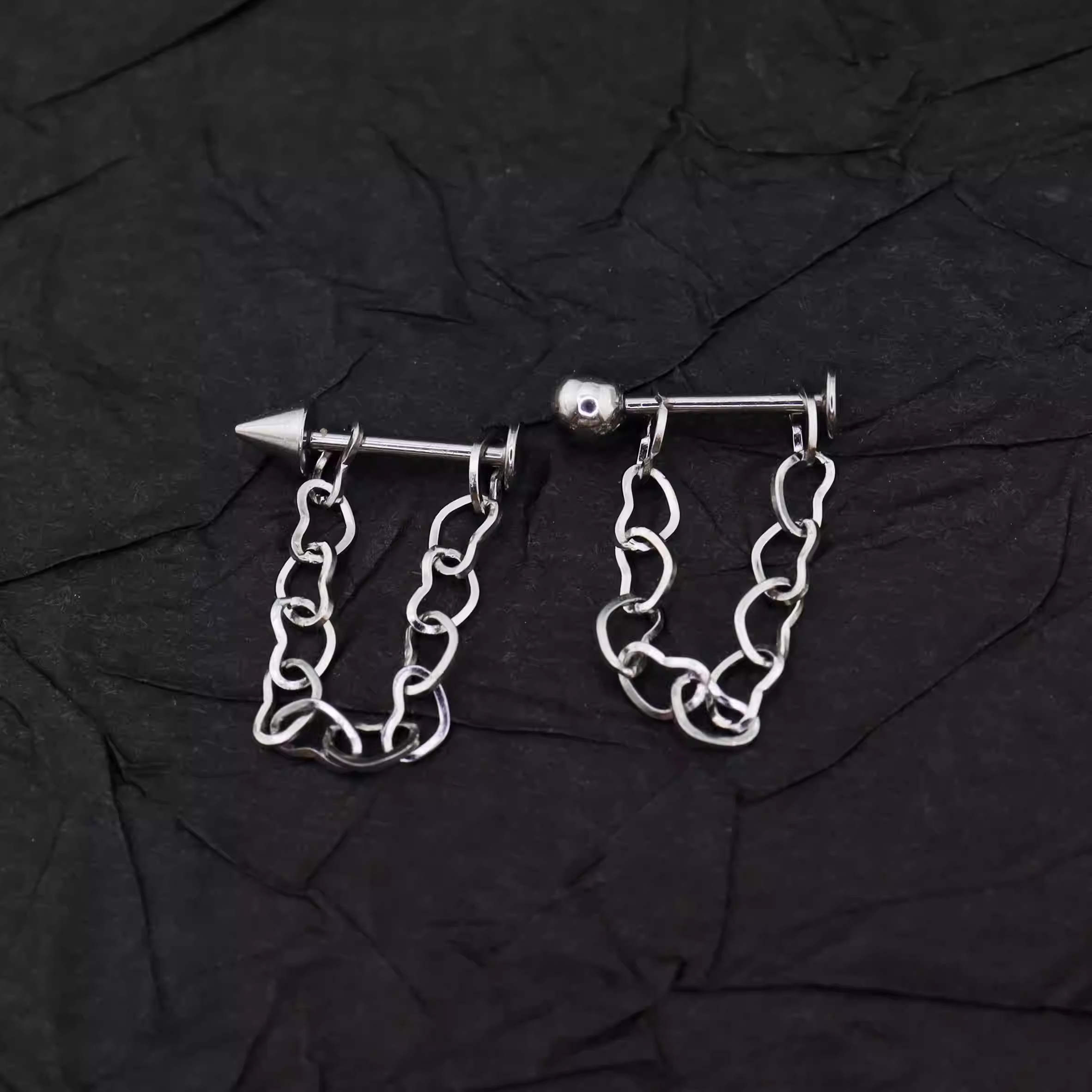 Heart Chain Spike stainless steel Lip Stud - Heart Chain Spike stainless steel Lip Stud - Spike / 6mm by CRUXJEWELRY