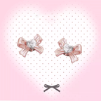 Heart CZ Pink Bow Internally Threaded Stainless Steel Studs - Heart CZ Pink Bow Internally Threaded Stainless Steel Studs - Single / 6mm by CRUXJEWELRY