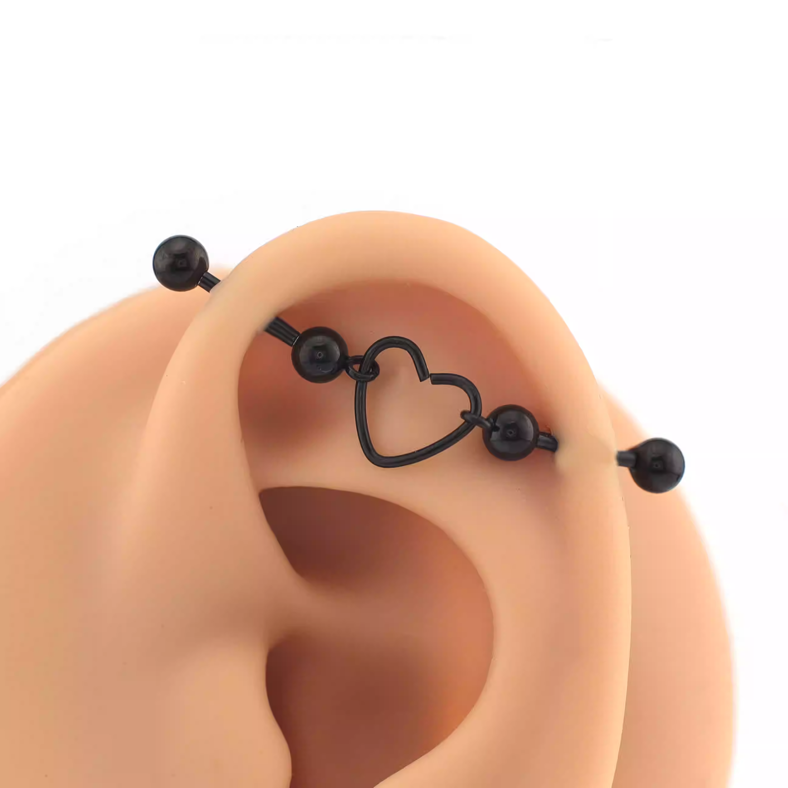 Heart Segment Stainless Steel Industrial Barbell - Heart Segment Stainless Steel Industrial Barbell - Sliver by CRUXJEWELRY