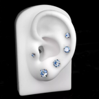 High Shine Blue Moissanite Internally Threaded Titanium Stud - High Shine Blue Moissanite Internally Threaded Titanium Stud - 3mm / 6mm by CRUXJEWELRY