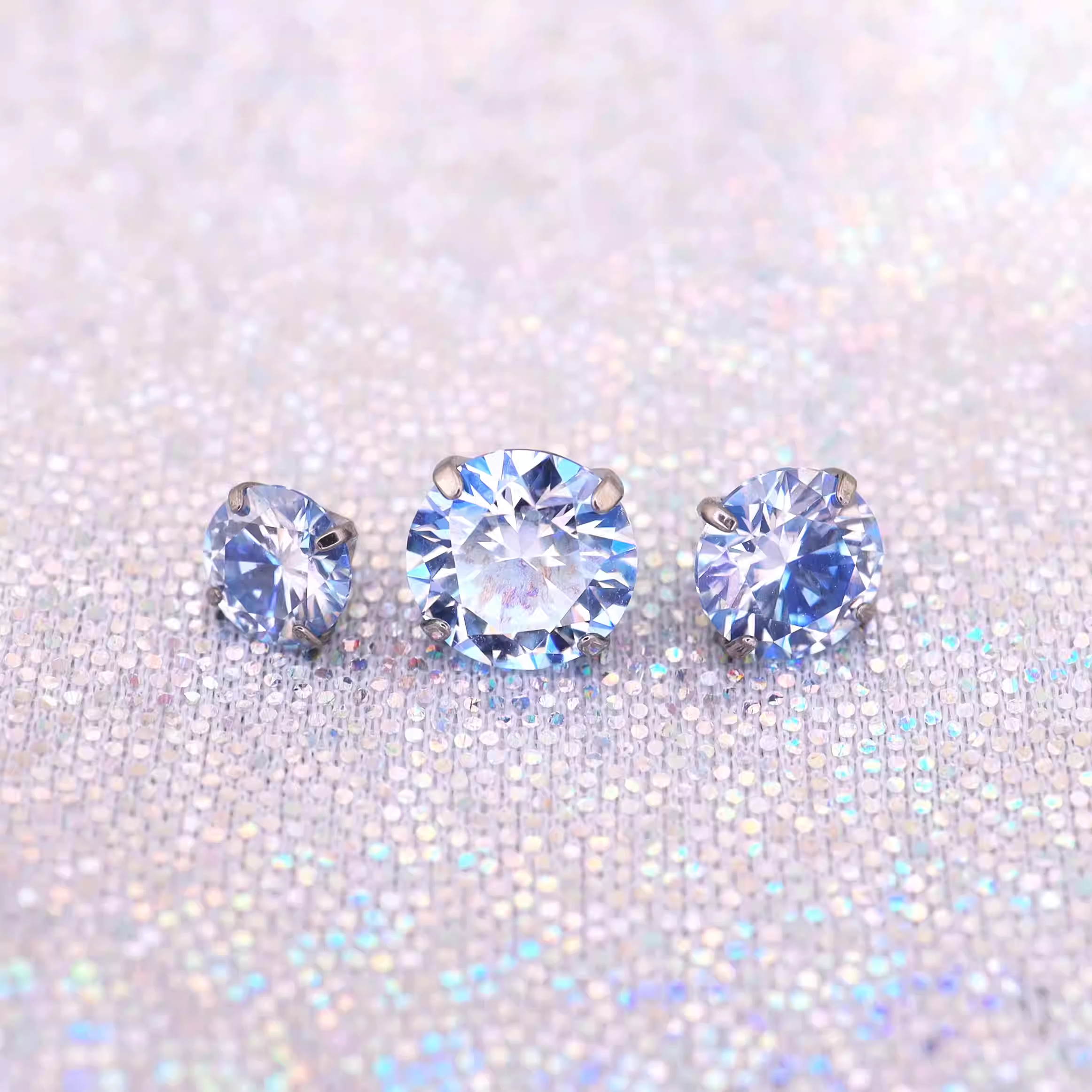 Luxurious Moissanite Flat Back Stud - Brilliant Implant Grade Titanium Ear & Lip Piercing