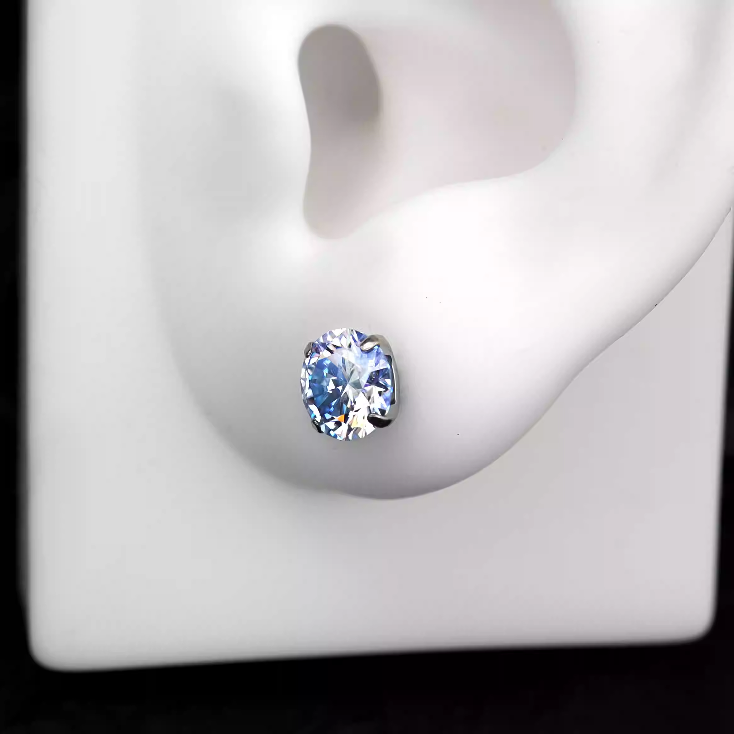 High Shine Blue Moissanite Internally Threaded Titanium Stud - High Shine Blue Moissanite Internally Threaded Titanium Stud - 3mm / 6mm by CRUXJEWELRY