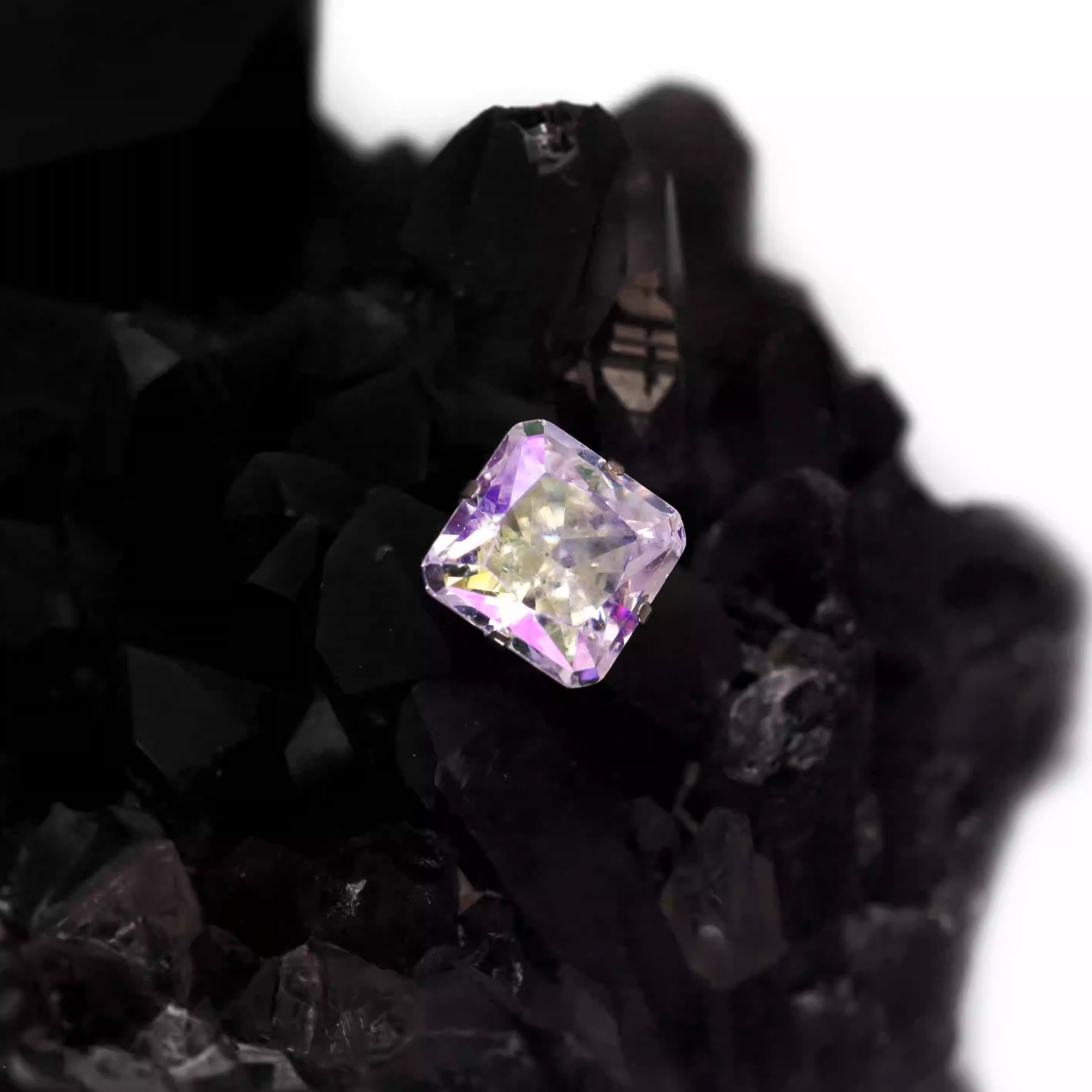 High-Shine Aurora Borealis t CZ Internally Threaded Titanium Studs - High-Shine Aurora Borealis t CZ Internally Threaded Titanium Studs - Square / 6mm / 5mm by CRUXJEWELRY