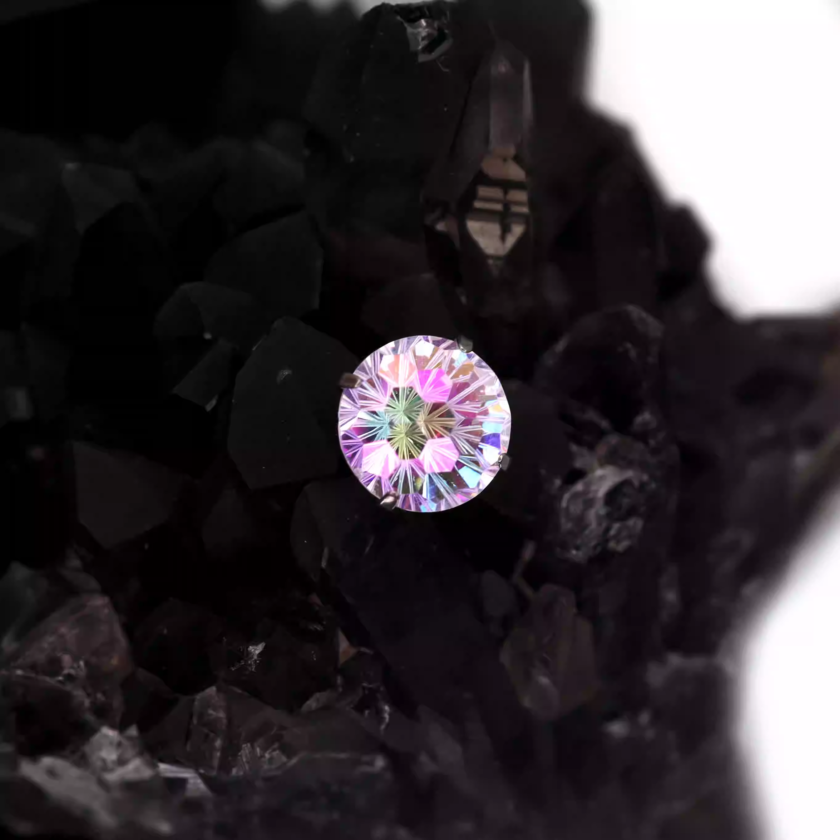 High-Shine Aurora Borealis t CZ Internally Threaded Titanium Studs - High-Shine Aurora Borealis t CZ Internally Threaded Titanium Studs - Firework / 6mm / 5mm by CRUXJEWELRY