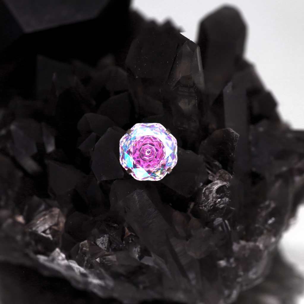 High-Shine Aurora Borealis t CZ Internally Threaded Titanium Studs - High-Shine Aurora Borealis t CZ Internally Threaded Titanium Studs - Rose / 6mm / 5mm by CRUXJEWELRY