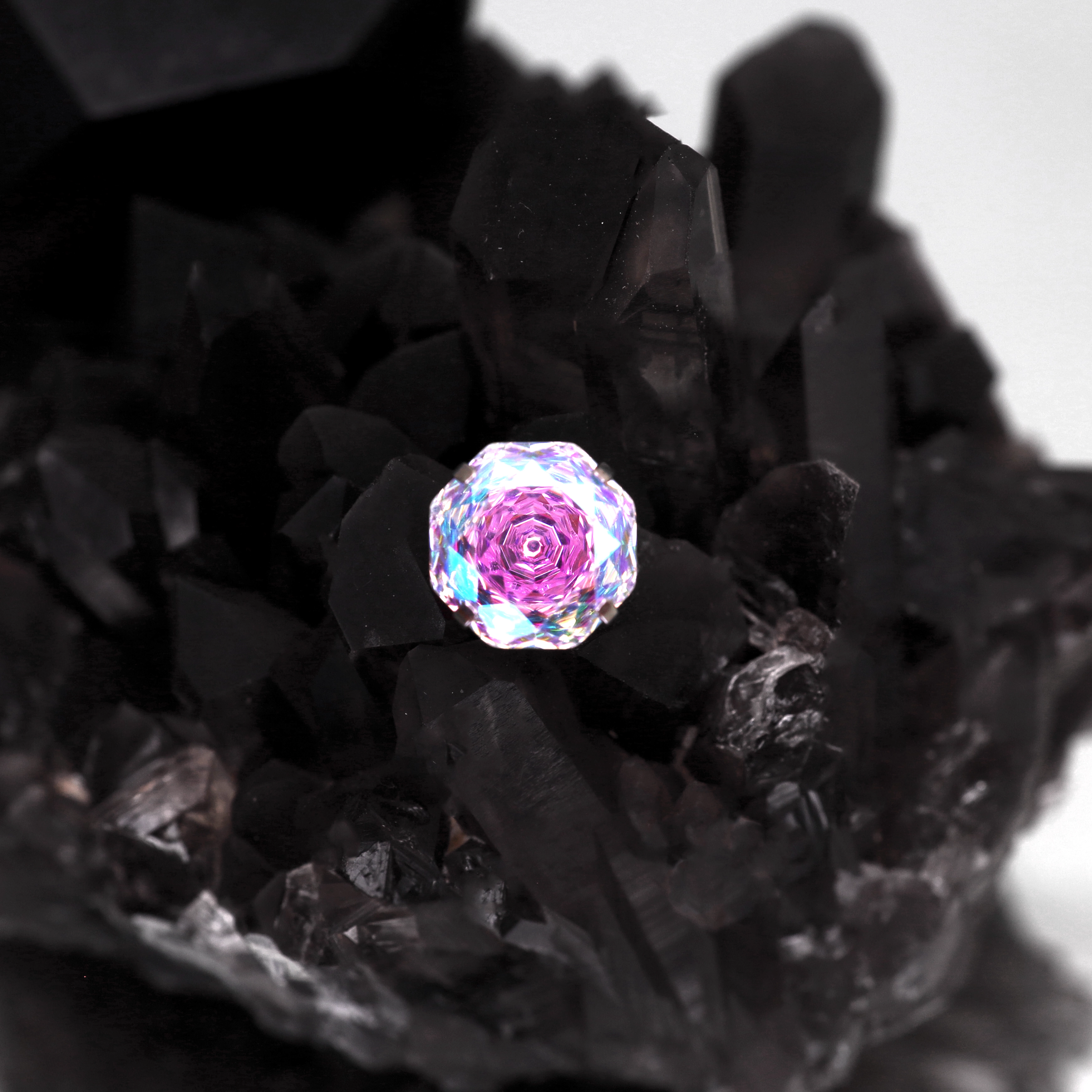 High-Shine Aurora Borealis t CZ Internally Threaded Titanium Studs - High-Shine Aurora Borealis t CZ Internally Threaded Titanium Studs - Rose / 6mm / 5mm by CRUXJEWELRY