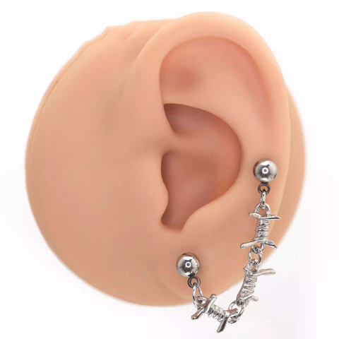 Knotted Bondage Double Hole Stainless Steel Ear Studs