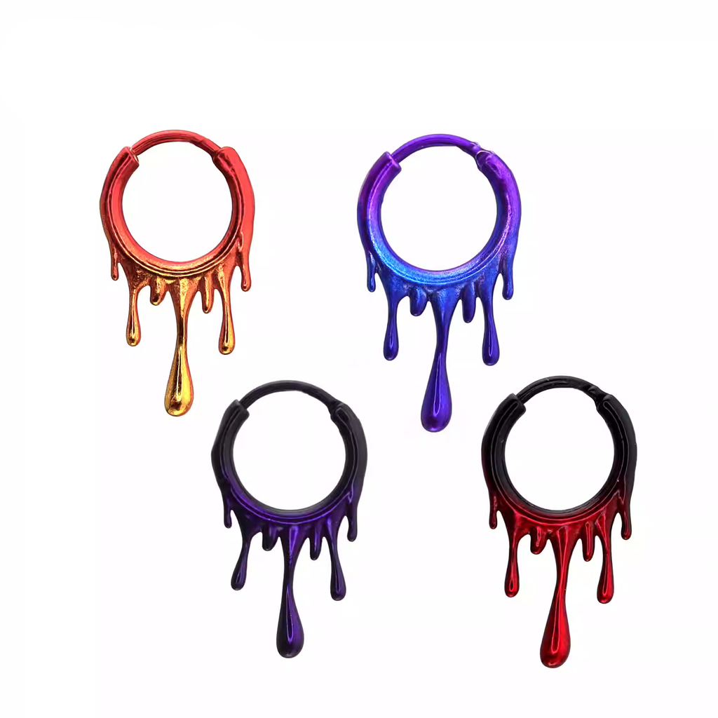 Lava Flow Gradient Stainless Steel Earrings - Lava Flow Gradient Stainless Steel Earrings - Black-Red Gradient by CRUXJEWELRY