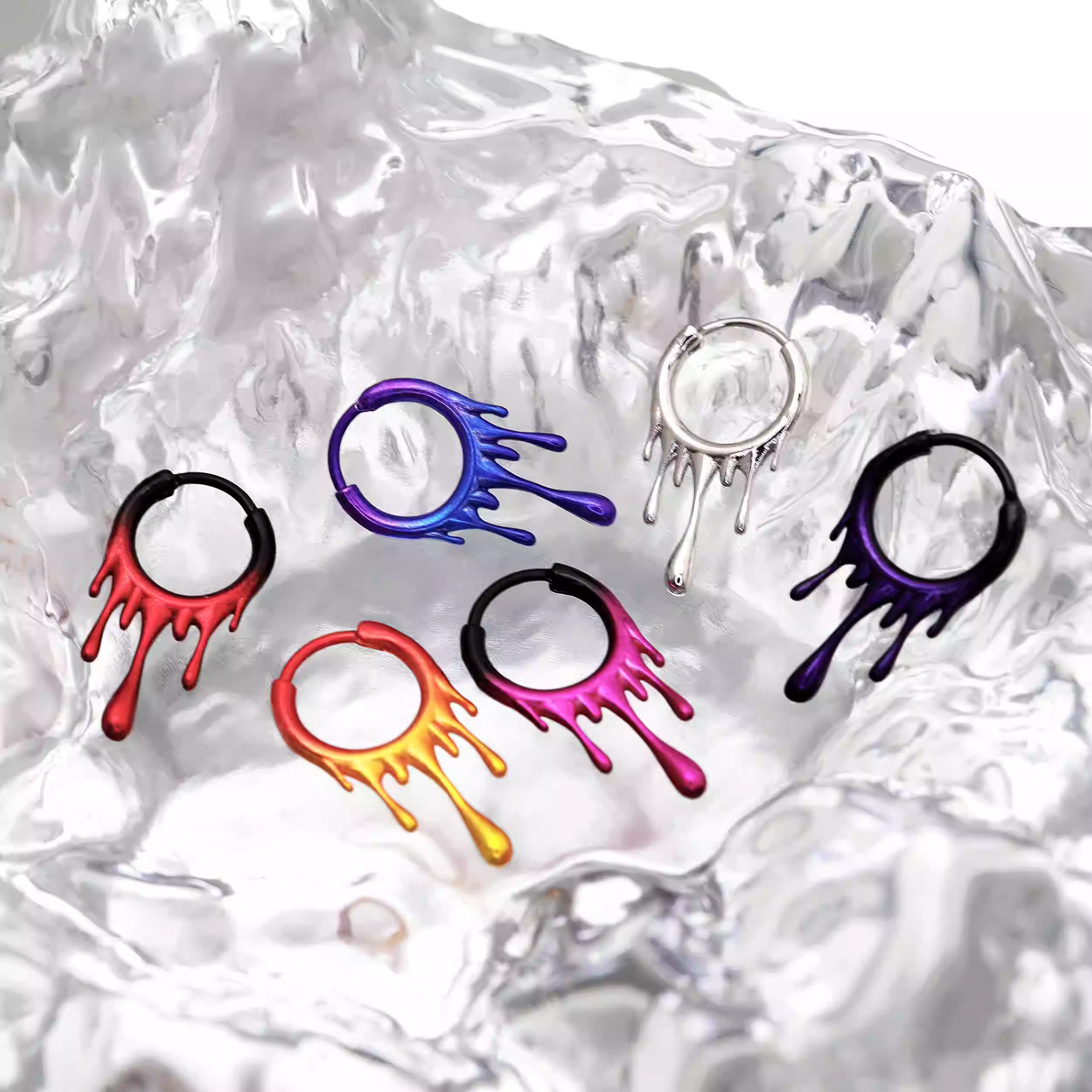 Lava Flow Gradient Stainless Steel Earrings - Lava Flow Gradient Stainless Steel Earrings - Black-Red Gradient by CRUXJEWELRY