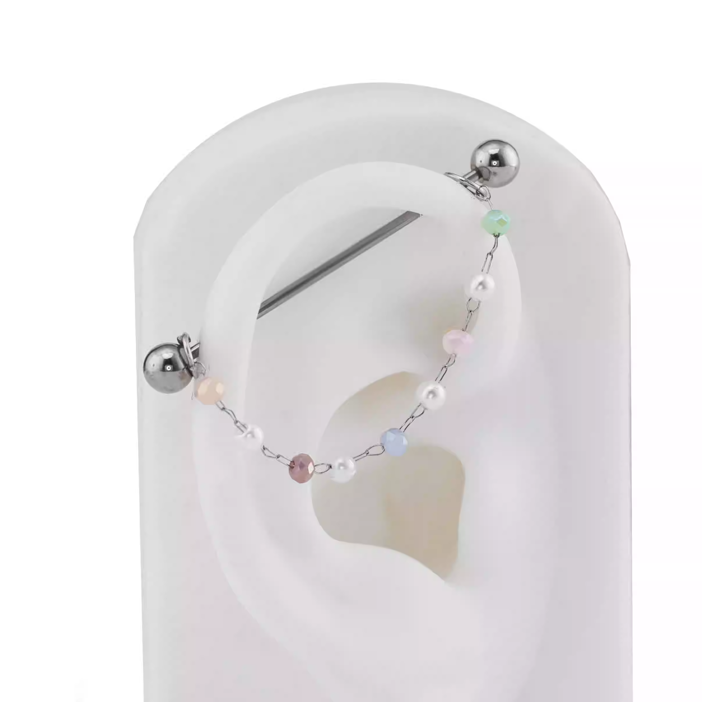 Macaron Color Ball Ear Chain - Macaron Color Ball Ear Chain - Macaron Chain & Industrial Bar by CRUXJEWELRY