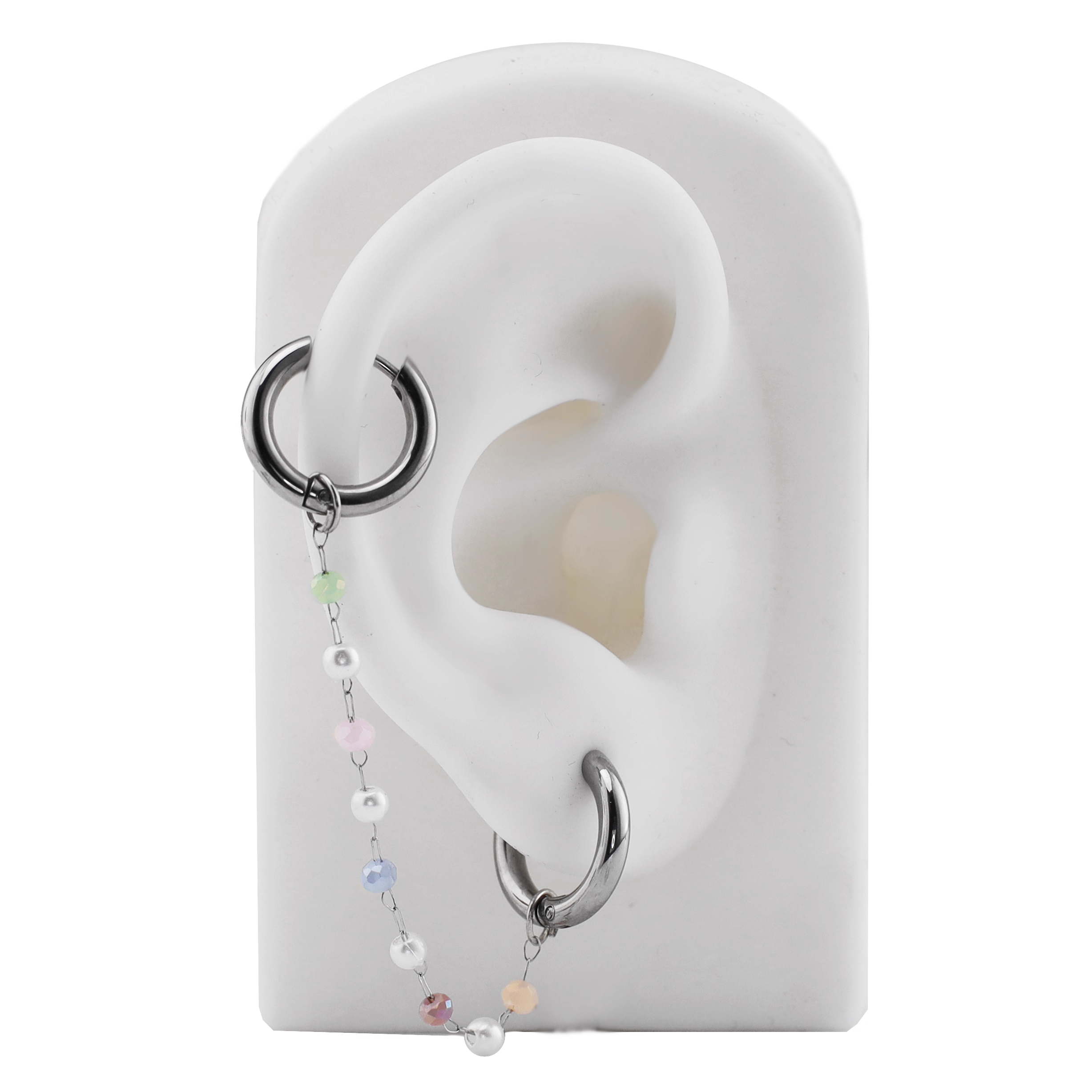 Macaron Color Ball Ear Chain - Macaron Color Ball Ear Chain - Macaron Chain & Earring by CRUXJEWELRY