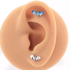 Mini Bat Internally Threaded Titanium Ear Studs - Mini Bat Internally Threaded Titanium Ear Studs - Pink-Yellow Gradient / 6mm by CRUXJEWELRY