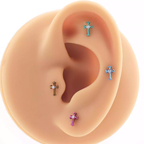 Mini Crystal Cross Titanium Ear Studs - Mini Crystal Cross Titanium Ear Studs - Copper / 6mm by CRUXJEWELRY